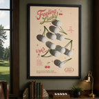 Preppy Golf Cherry Feeling Lucky Vintage Golf Poster | Retro Golf Wall Art Decor