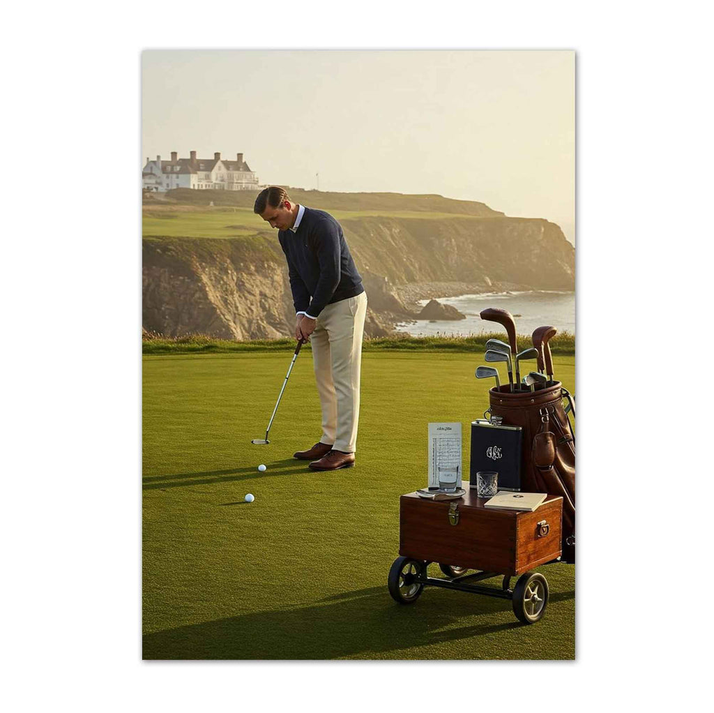 Coastal Links vintage golf poster, retro golf wall art