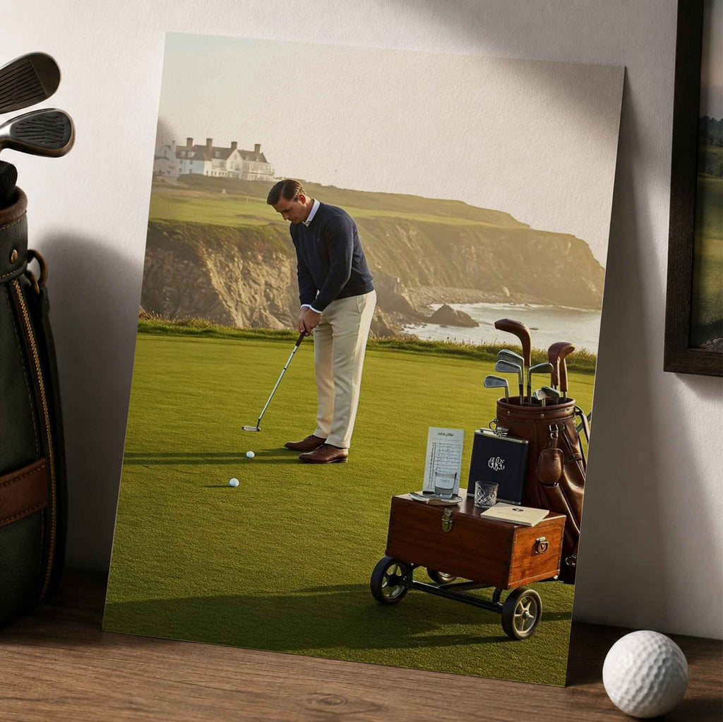 Coastal Links Vintage Golf Poster | Retro Golf Wall Art Decor