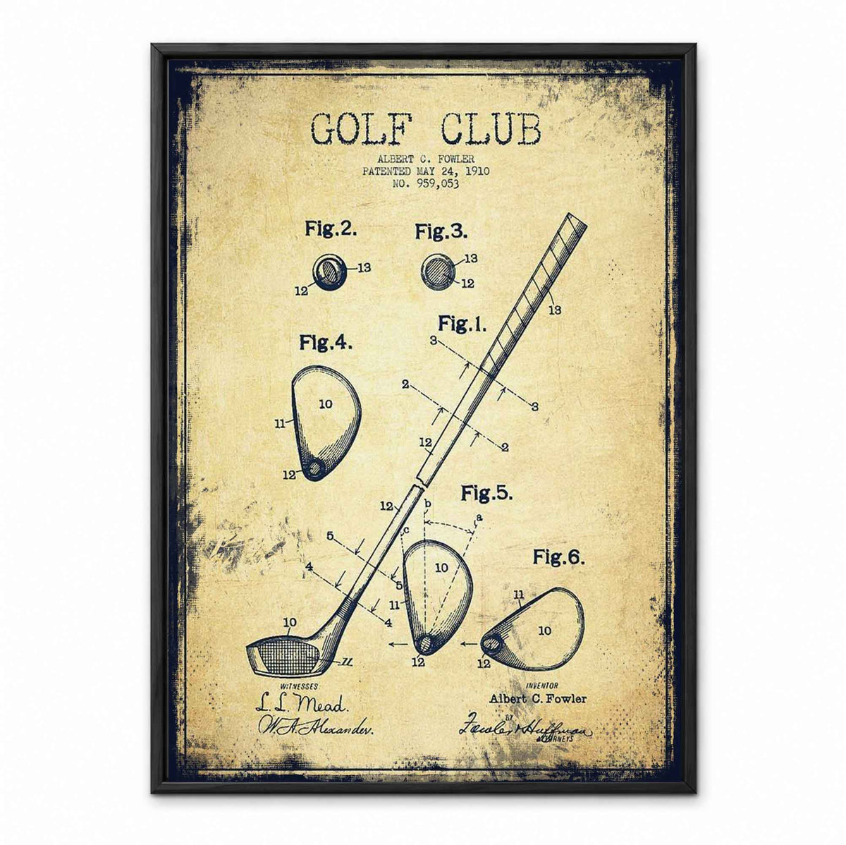 1910 Golf Club Patent retro golf art print