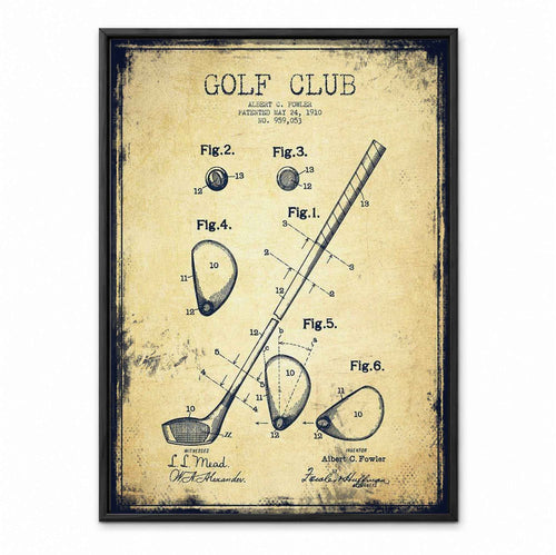 1910 Golf Club Patent retro golf art print