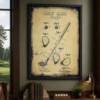 1910 Golf Club Patent Vintage Golf Poster | Retro Golf Wall Art Decor