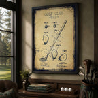 1910 Golf Club Patent Vintage Golf Poster | Retro Golf Wall Art Decor