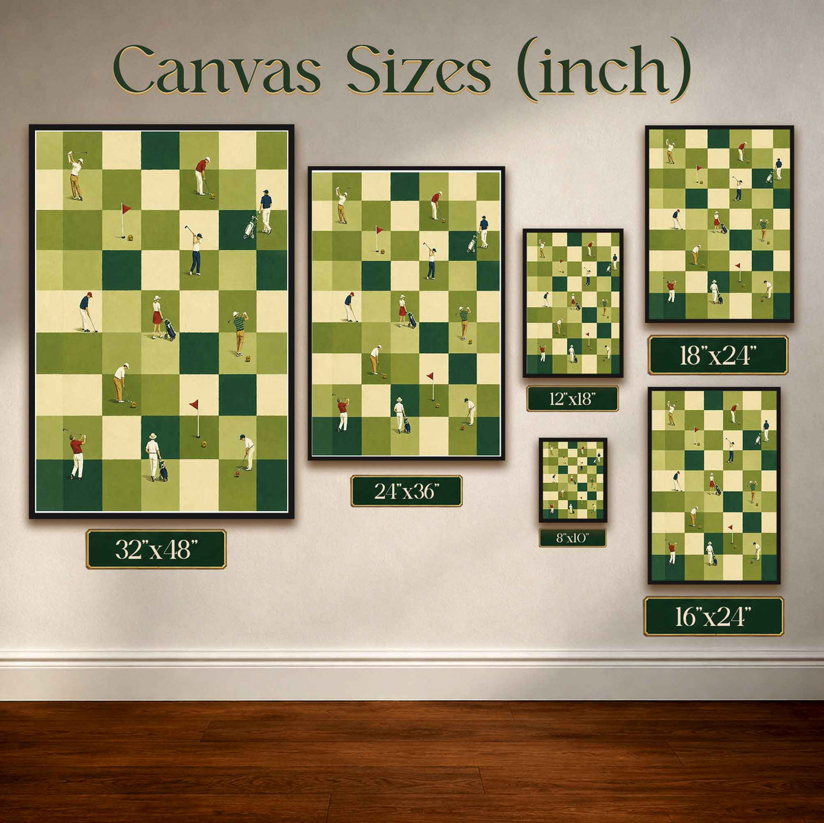 Retro Golf Chessboard Grid Vintage Golf Poster | Retro Golf Wall Art Decor
