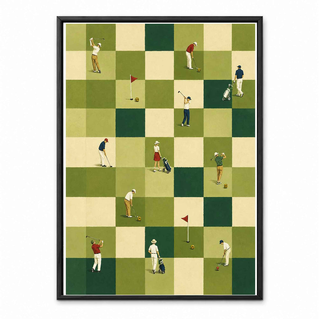 Retro Golf Chessboard Grid retro golf art print