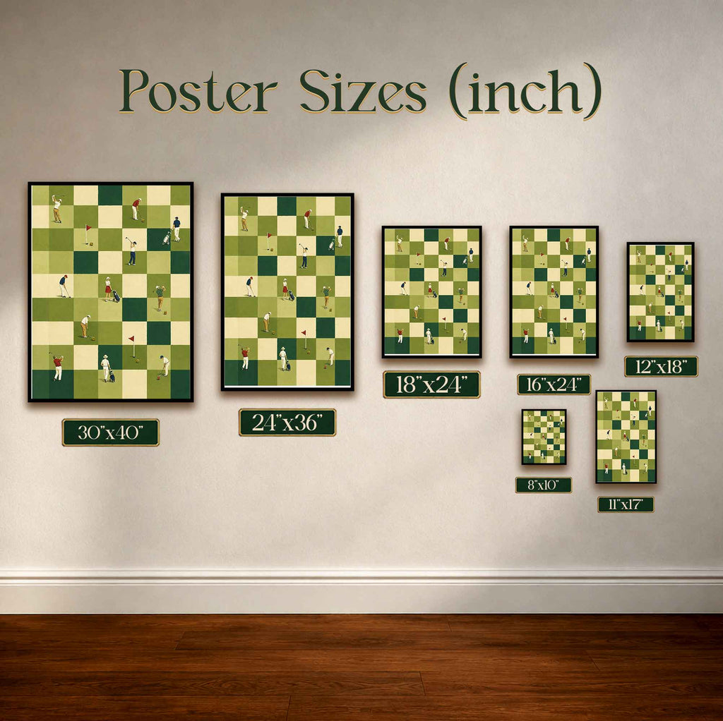 Retro Golf Chessboard Grid Vintage Golf Poster | Retro Golf Wall Art Decor
