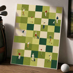 Retro Golf Chessboard Grid Vintage Golf Poster | Retro Golf Wall Art Decor