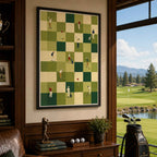 Retro Golf Chessboard Grid Vintage Golf Poster | Retro Golf Wall Art Decor