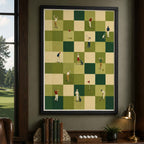 Retro Golf Chessboard Grid Vintage Golf Poster | Retro Golf Wall Art Decor