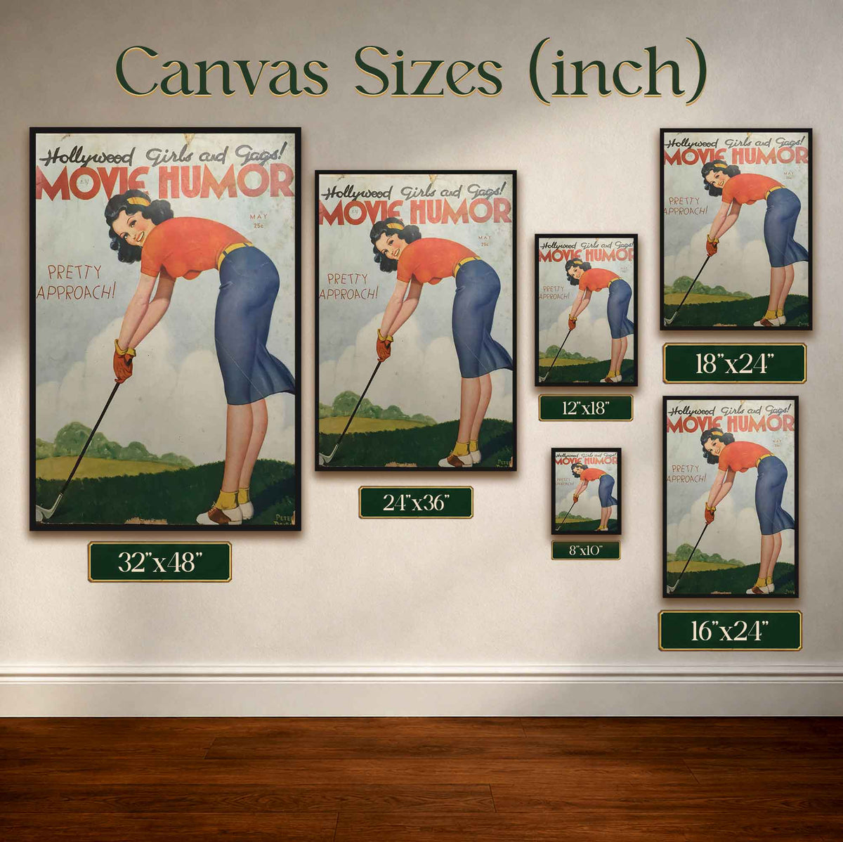 1950s Hollywood Girls and Gags Golf Vintage Golf Poster | Retro Golf Wall Art Decor