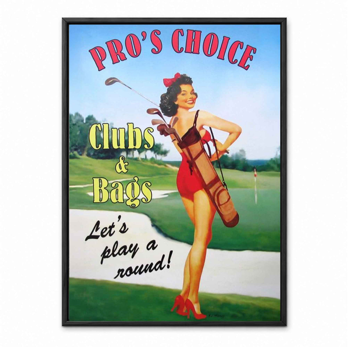 Classic Let's Play a Round retro golf art print