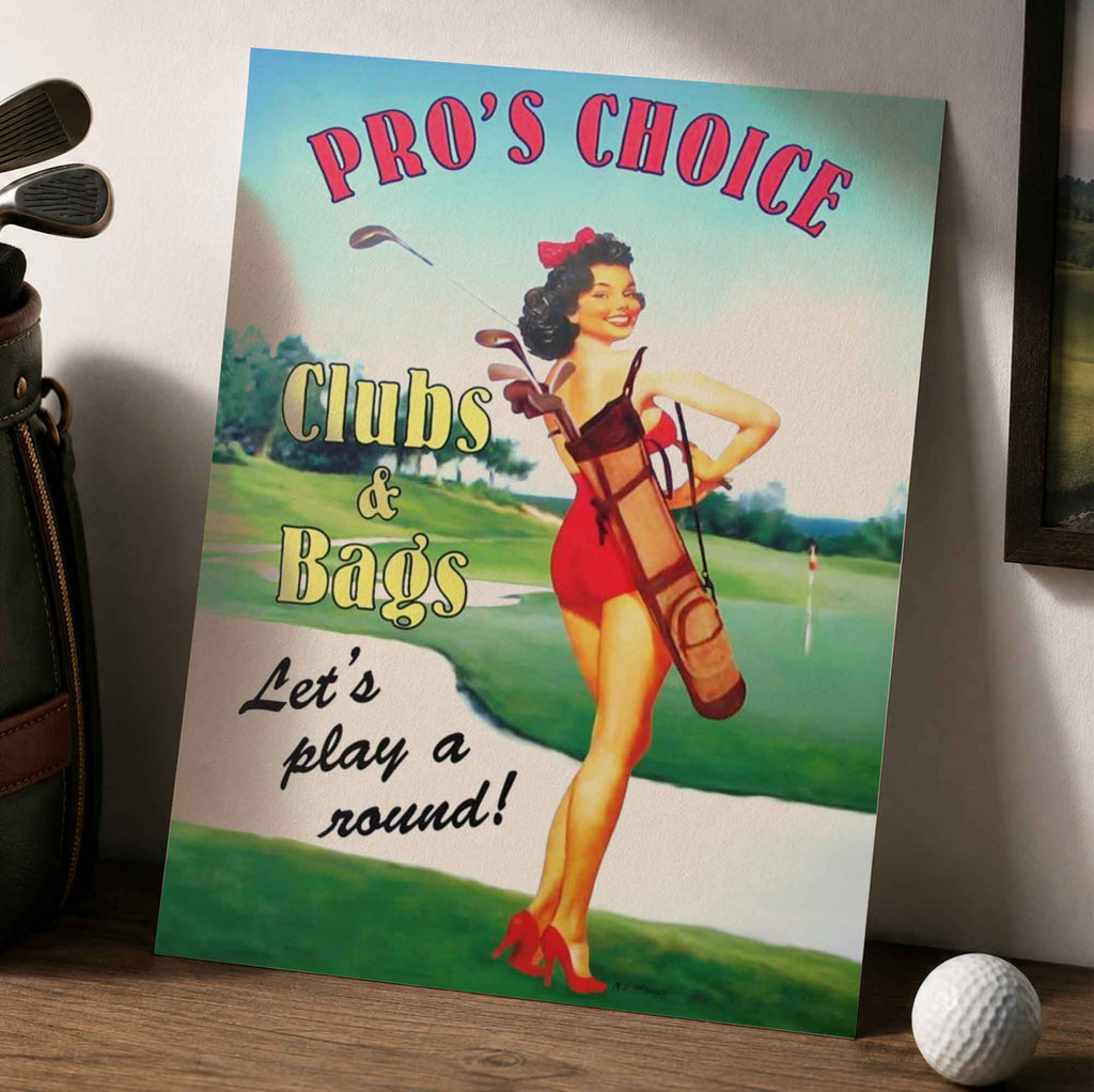 Classic Let's Play a Round Vintage Golf Poster | Retro Golf Wall Art Decor