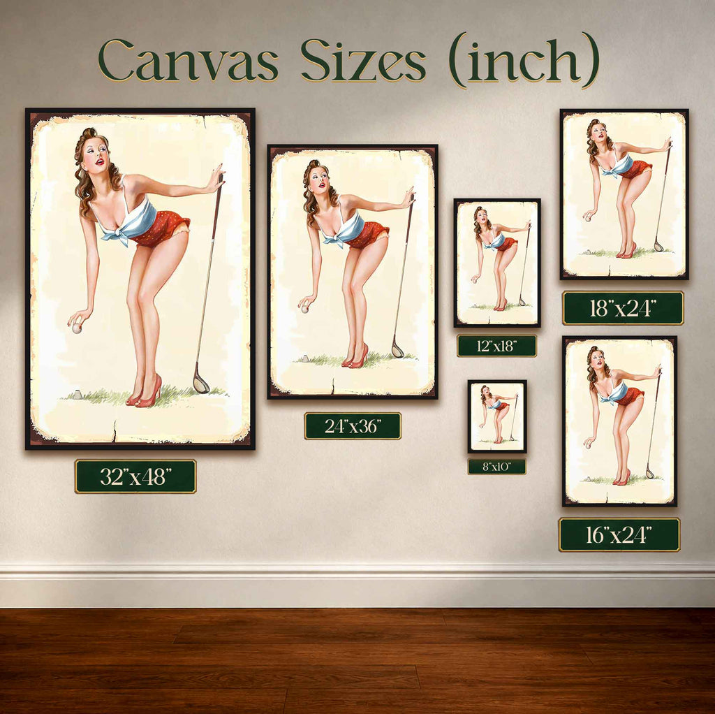1950s Style Golf Pin-Up Girl Vintage Golf Poster | Retro Golf Wall Art Decor