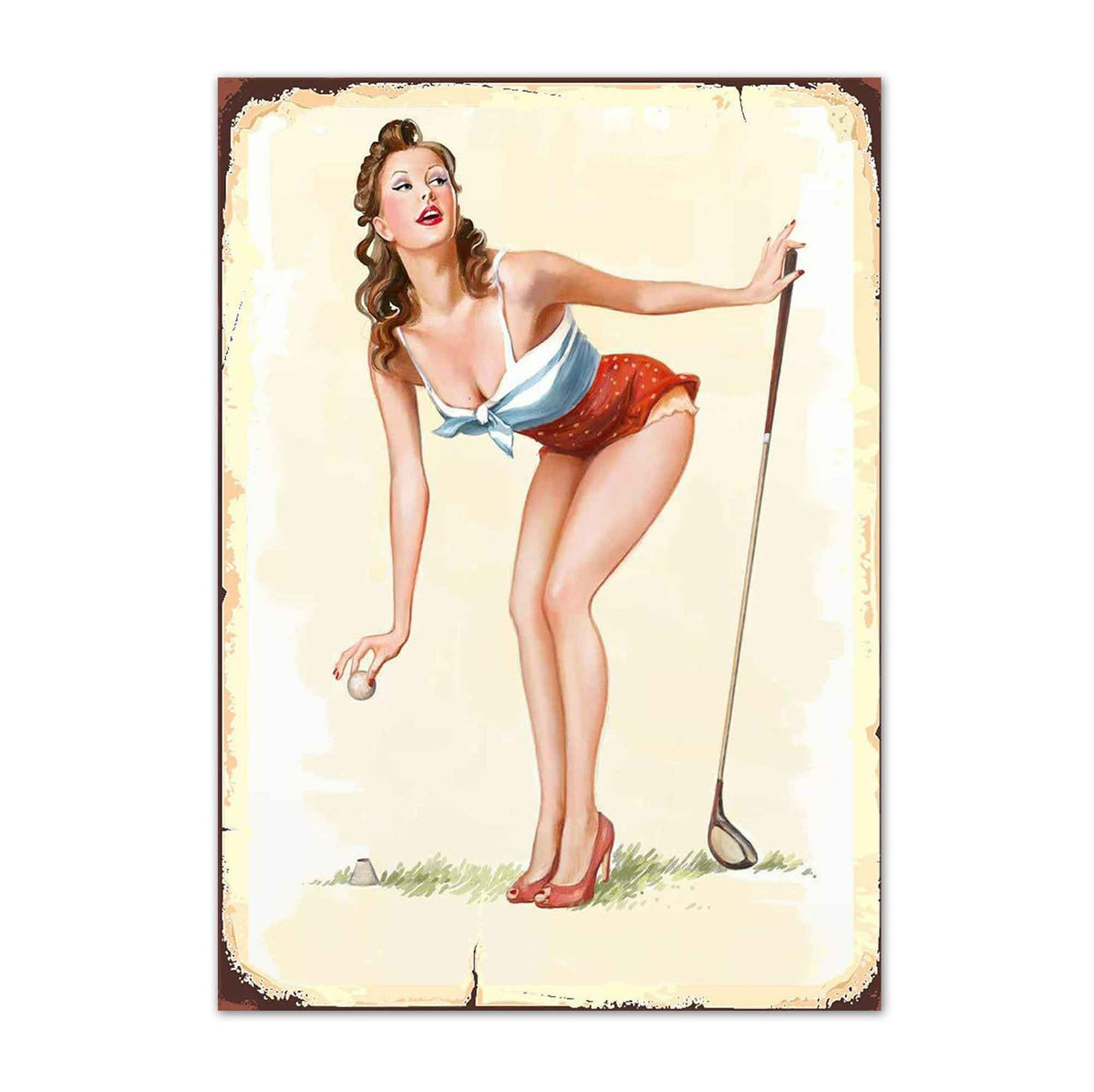 1950s Style Golf Pin-Up Girl vintage golf poster, retro golf wall art