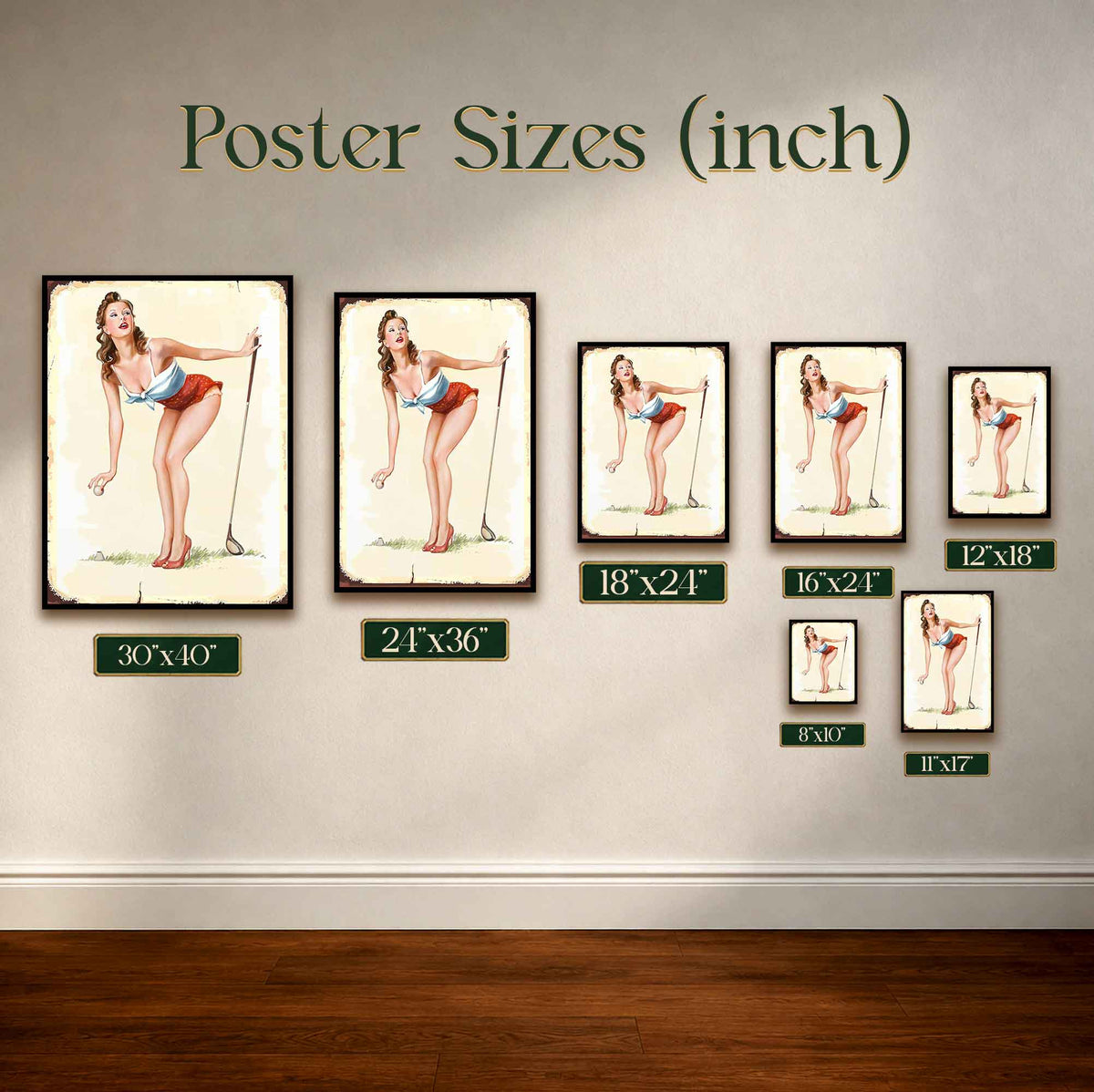 1950s Style Golf Pin-Up Girl Vintage Golf Poster | Retro Golf Wall Art Decor