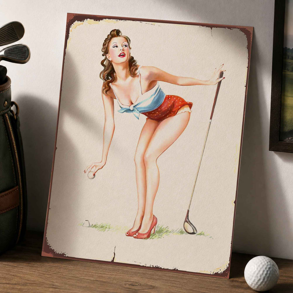 1950s Style Golf Pin-Up Girl Vintage Golf Poster | Retro Golf Wall Art Decor
