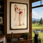 1950s Style Golf Pin-Up Girl Vintage Golf Poster | Retro Golf Wall Art Decor
