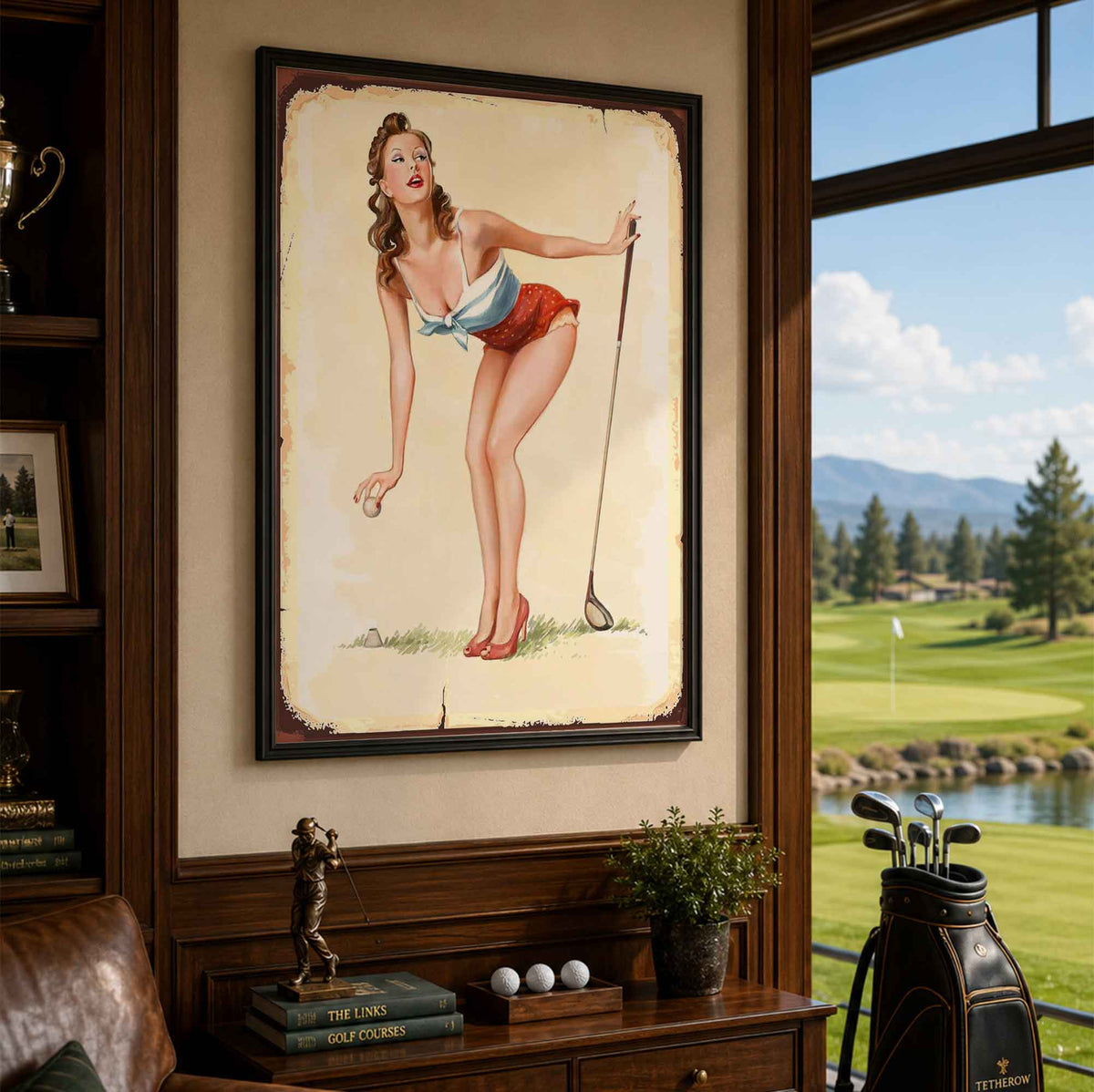 1950s Style Golf Pin-Up Girl Vintage Golf Poster | Retro Golf Wall Art Decor