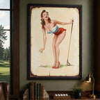 1950s Style Golf Pin-Up Girl Vintage Golf Poster | Retro Golf Wall Art Decor