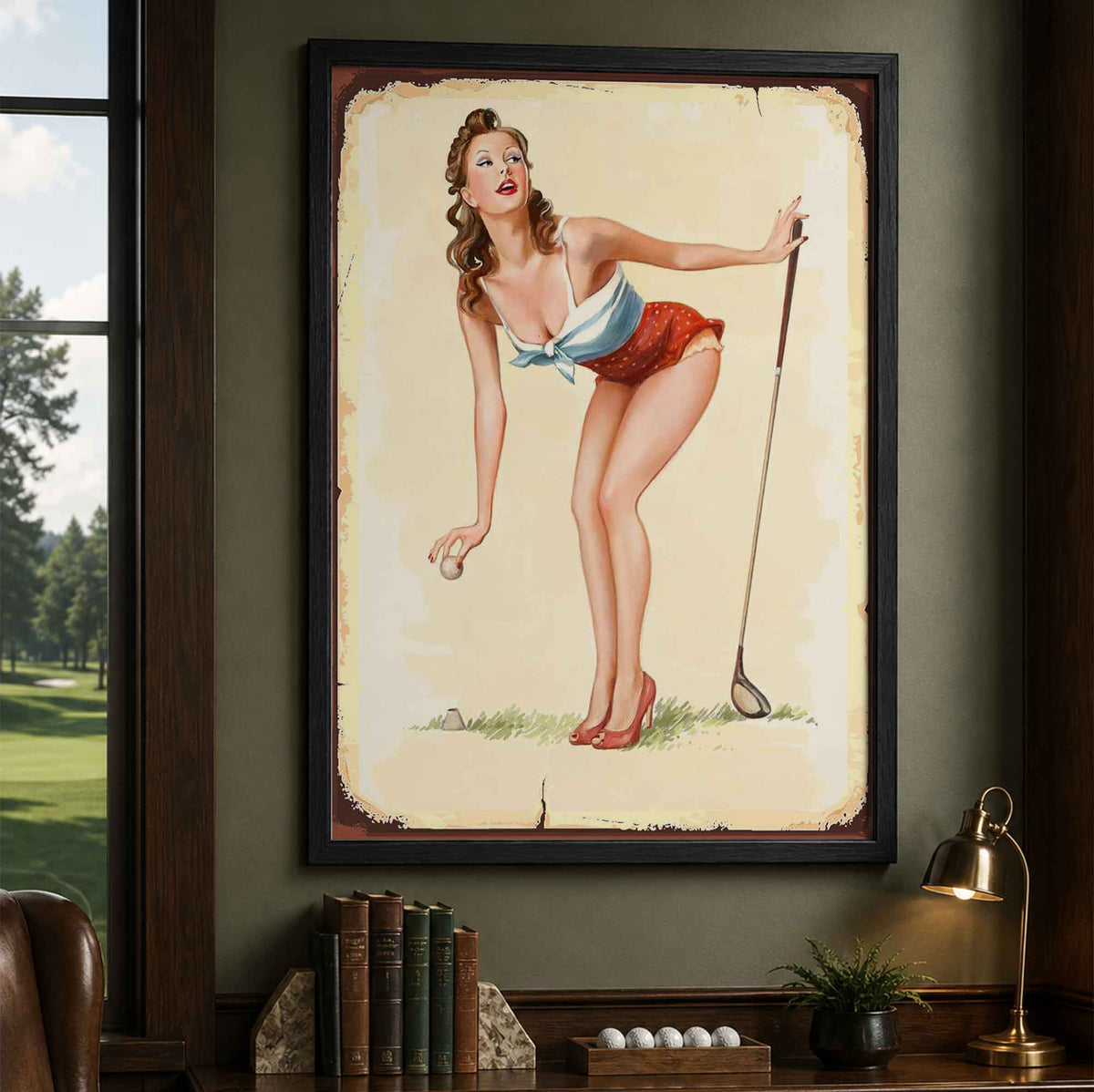 1950s Style Golf Pin-Up Girl Vintage Golf Poster | Retro Golf Wall Art Decor
