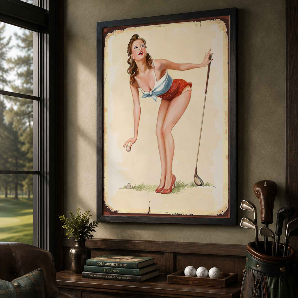 1950s Style Golf Pin-Up Girl Vintage Golf Poster | Retro Golf Wall Art Decor