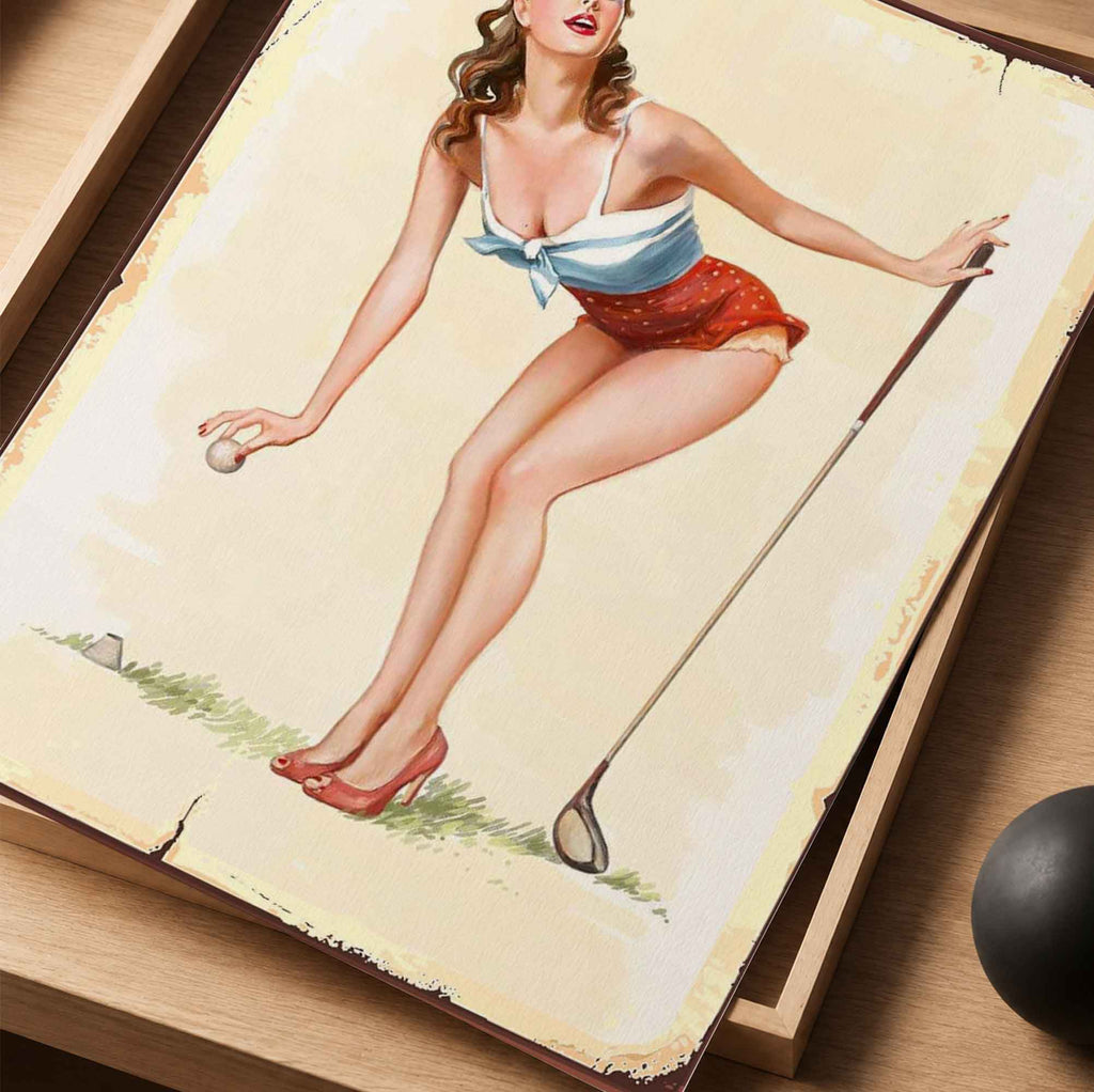 1950s Style Golf Pin-Up Girl Vintage Golf Poster | Retro Golf Wall Art Decor