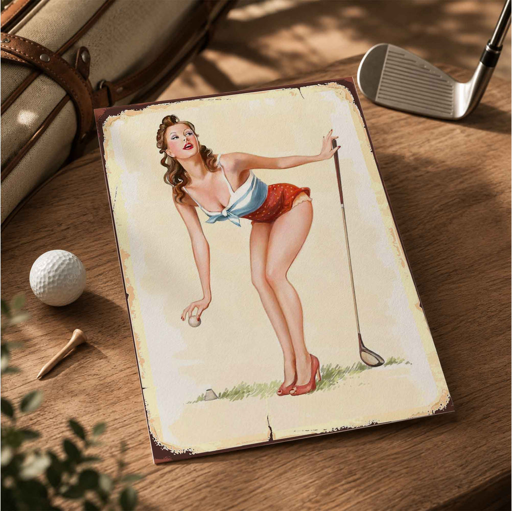 1950s Style Golf Pin-Up Girl Vintage Golf Poster | Retro Golf Wall Art Decor