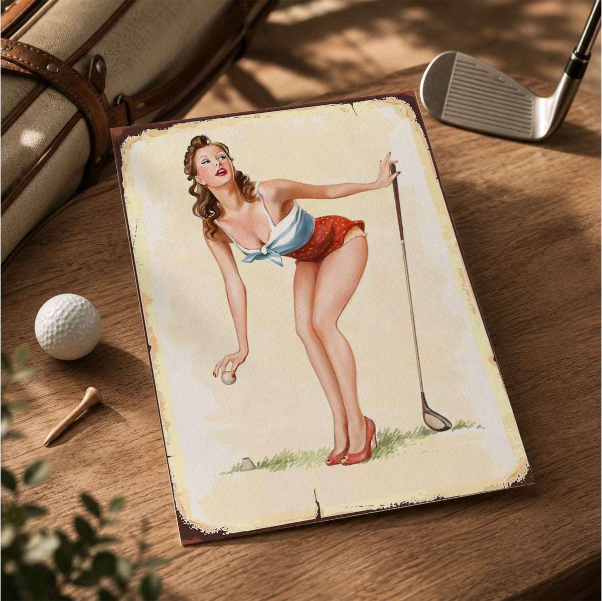 1950s Style Golf Pin-Up Girl Vintage Golf Poster | Retro Golf Wall Art Decor