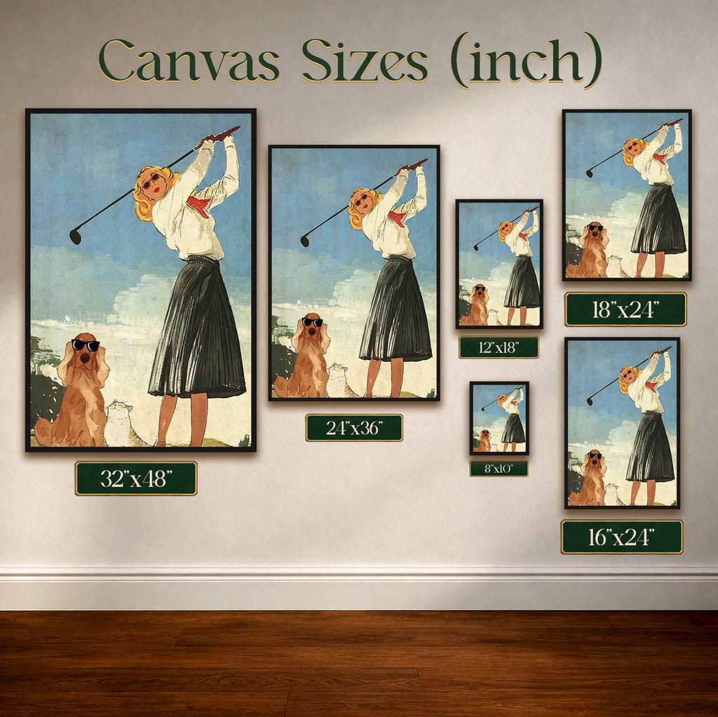 Retro Blonde Female Golfer Vintage Golf Poster | Retro Golf Wall Art Decor