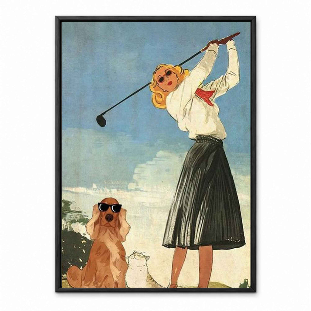 Retro Blonde Female Golfer retro golf art print