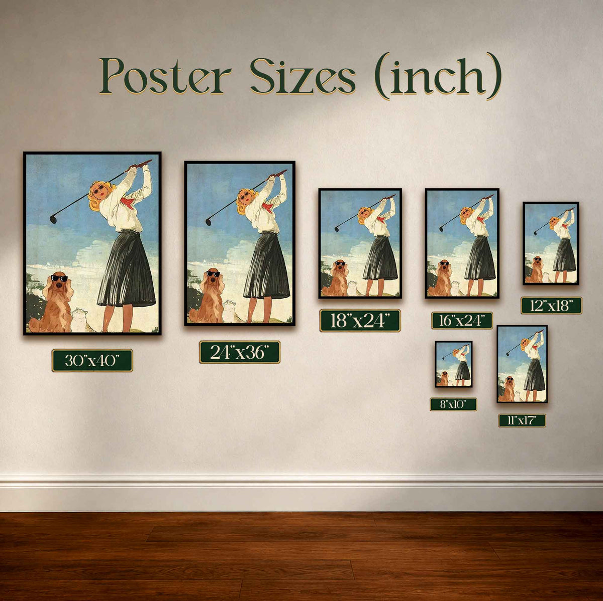 Retro Blonde Female Golfer Vintage Golf Poster | Retro Golf Wall Art Decor