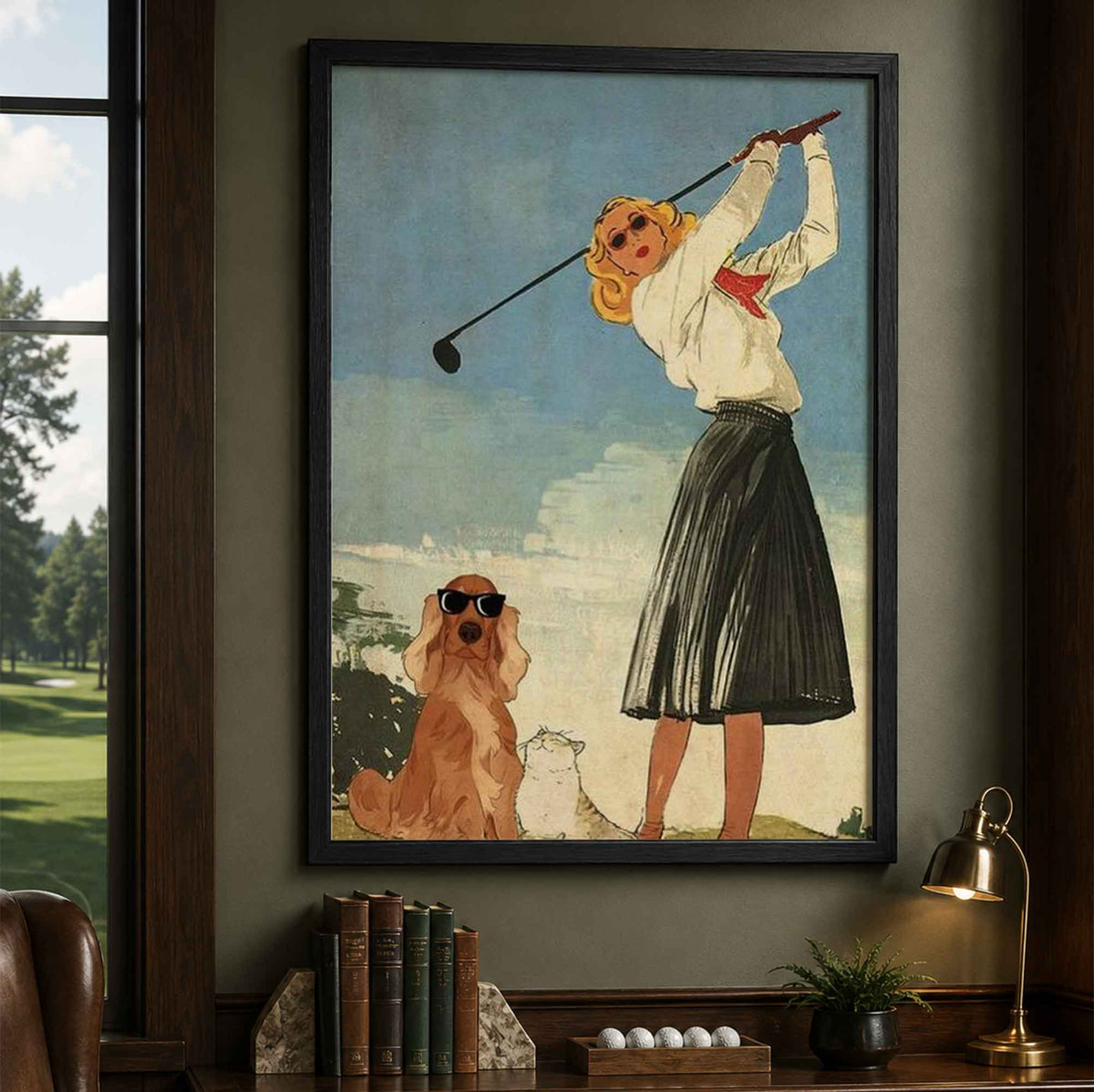 Retro Blonde Female Golfer Vintage Golf Poster | Retro Golf Wall Art Decor