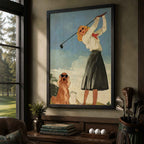 Retro Blonde Female Golfer Vintage Golf Poster | Retro Golf Wall Art Decor