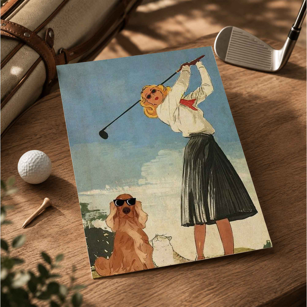 Retro Blonde Female Golfer Vintage Golf Poster | Retro Golf Wall Art Decor