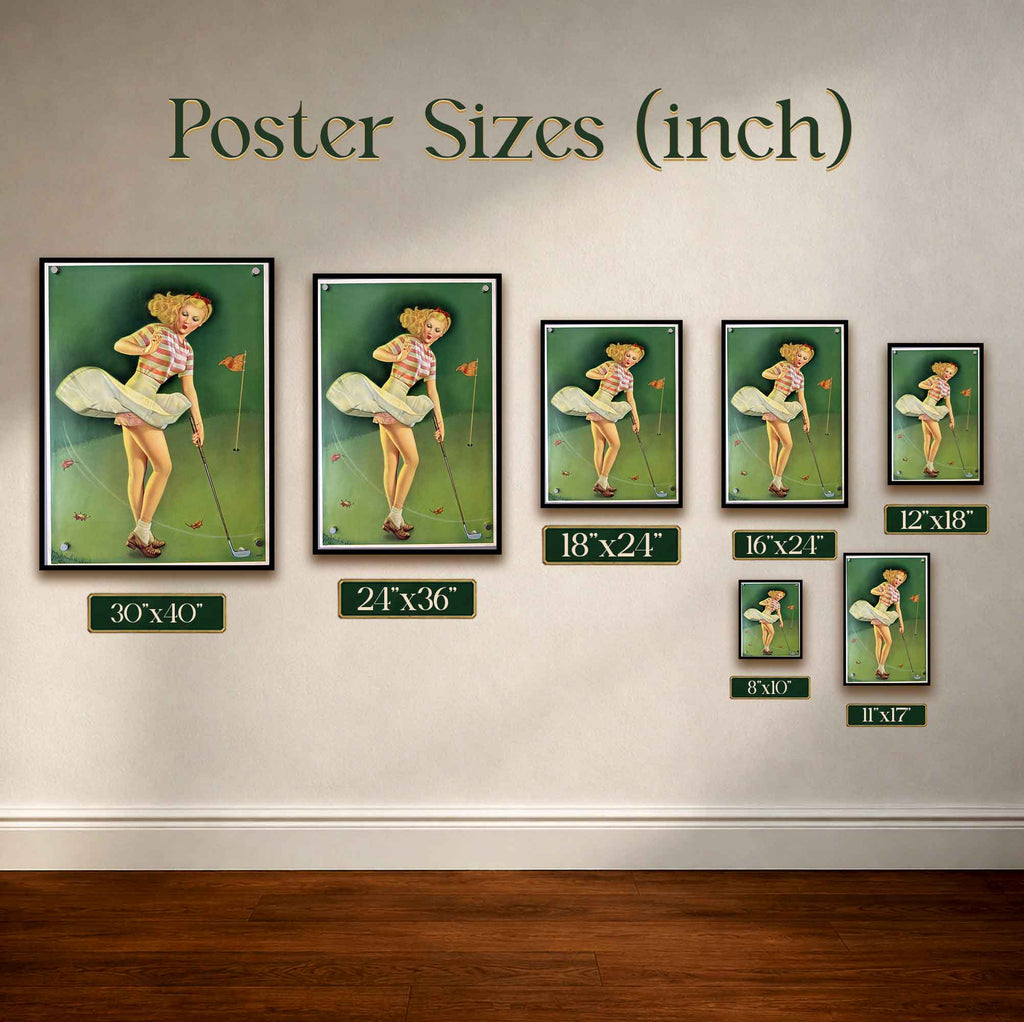 Vintage Elvgren Golf Pin Up Girl Vintage Golf Poster | Retro Golf Wall Art Decor