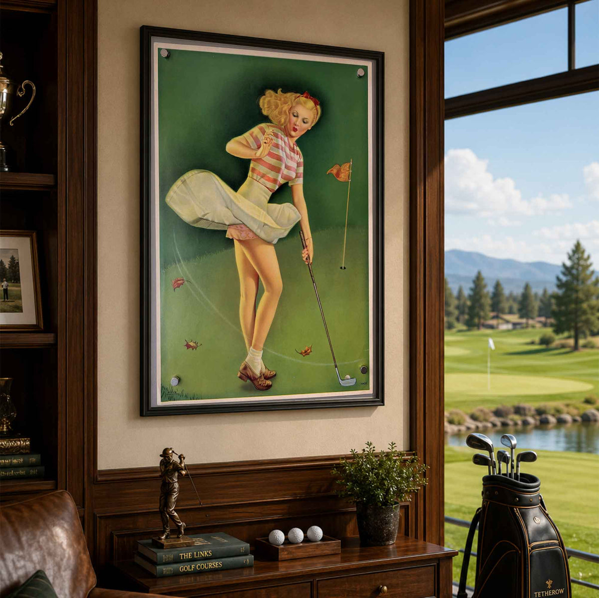Vintage Elvgren Golf Pin Up Girl Vintage Golf Poster | Retro Golf Wall Art Decor