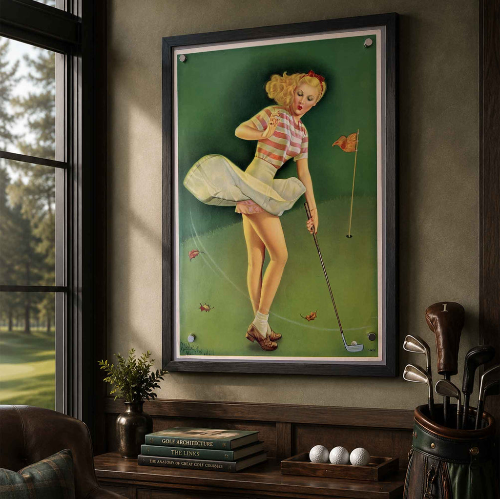 Vintage Elvgren Golf Pin Up Girl Vintage Golf Poster | Retro Golf Wall Art Decor