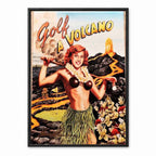 Vintage Golf a Volcano retro golf art print