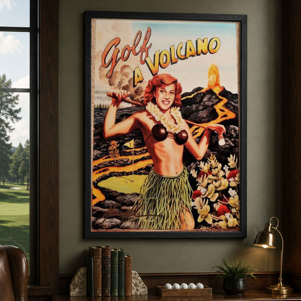 Vintage Golf a Volcano Vintage Golf Poster | Retro Golf Wall Art Decor