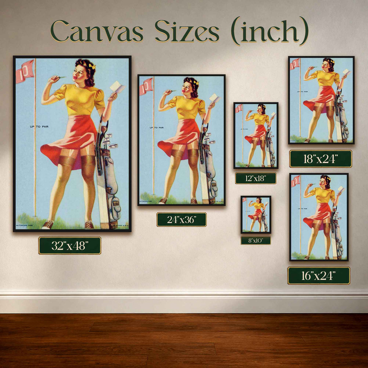 1940s Mutoscope Style Sexy Golfing Girl Vintage Golf Poster | Retro Golf Wall Art Decor