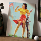 1940s Mutoscope Style Sexy Golfing Girl Vintage Golf Poster | Retro Golf Wall Art Decor