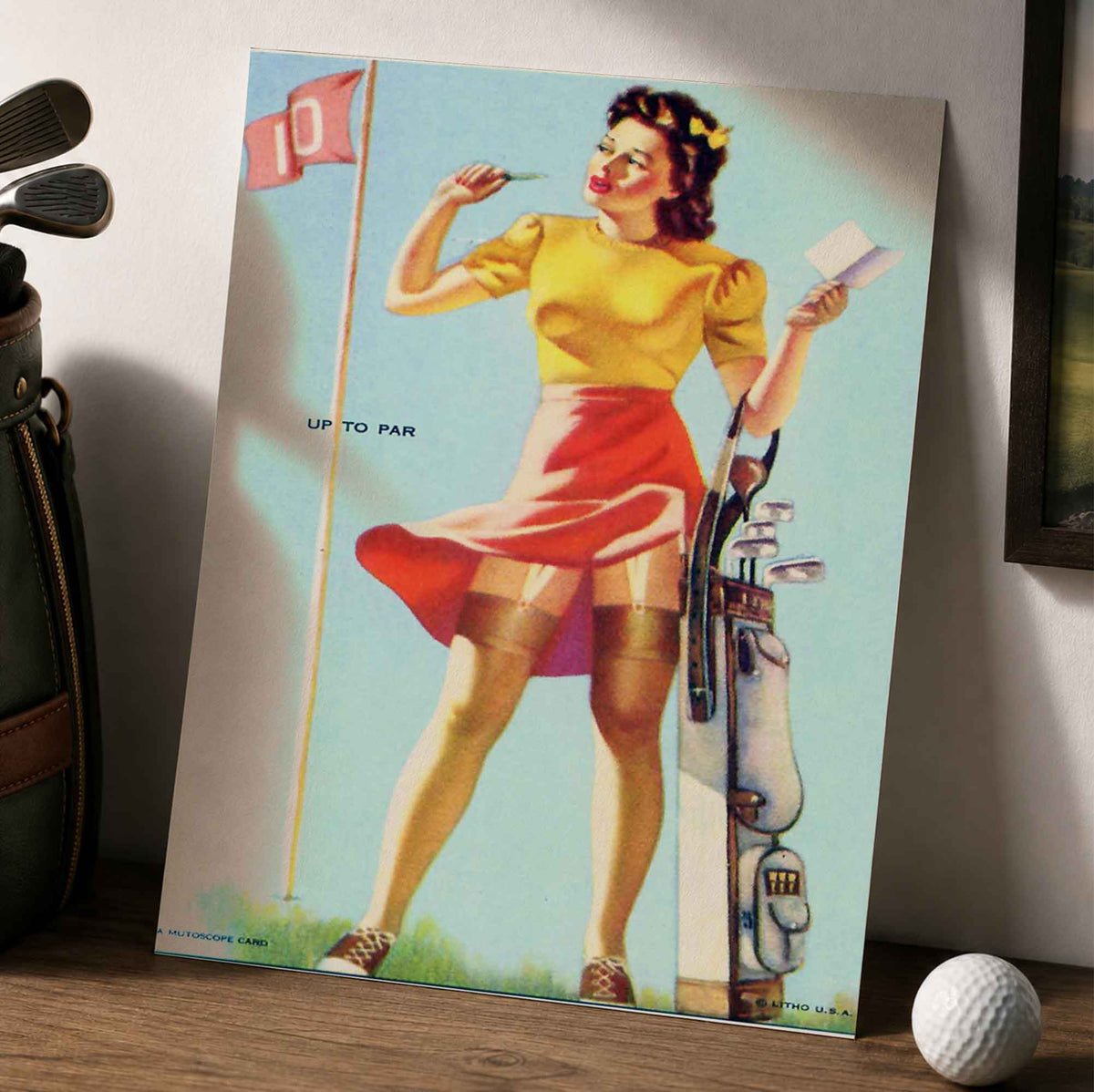 1940s Mutoscope Style Sexy Golfing Girl Vintage Golf Poster | Retro Golf Wall Art Decor