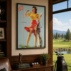 1940s Mutoscope Style Sexy Golfing Girl Vintage Golf Poster | Retro Golf Wall Art Decor