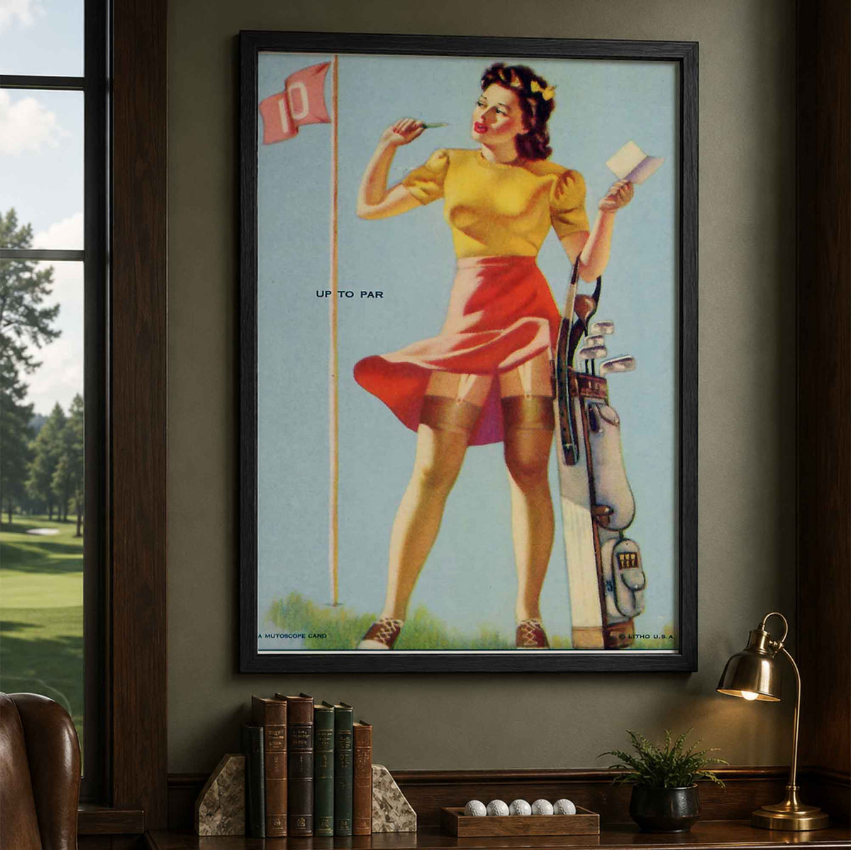 1940s Mutoscope Style Sexy Golfing Girl Vintage Golf Poster | Retro Golf Wall Art Decor