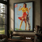 1940s Mutoscope Style Sexy Golfing Girl Vintage Golf Poster | Retro Golf Wall Art Decor