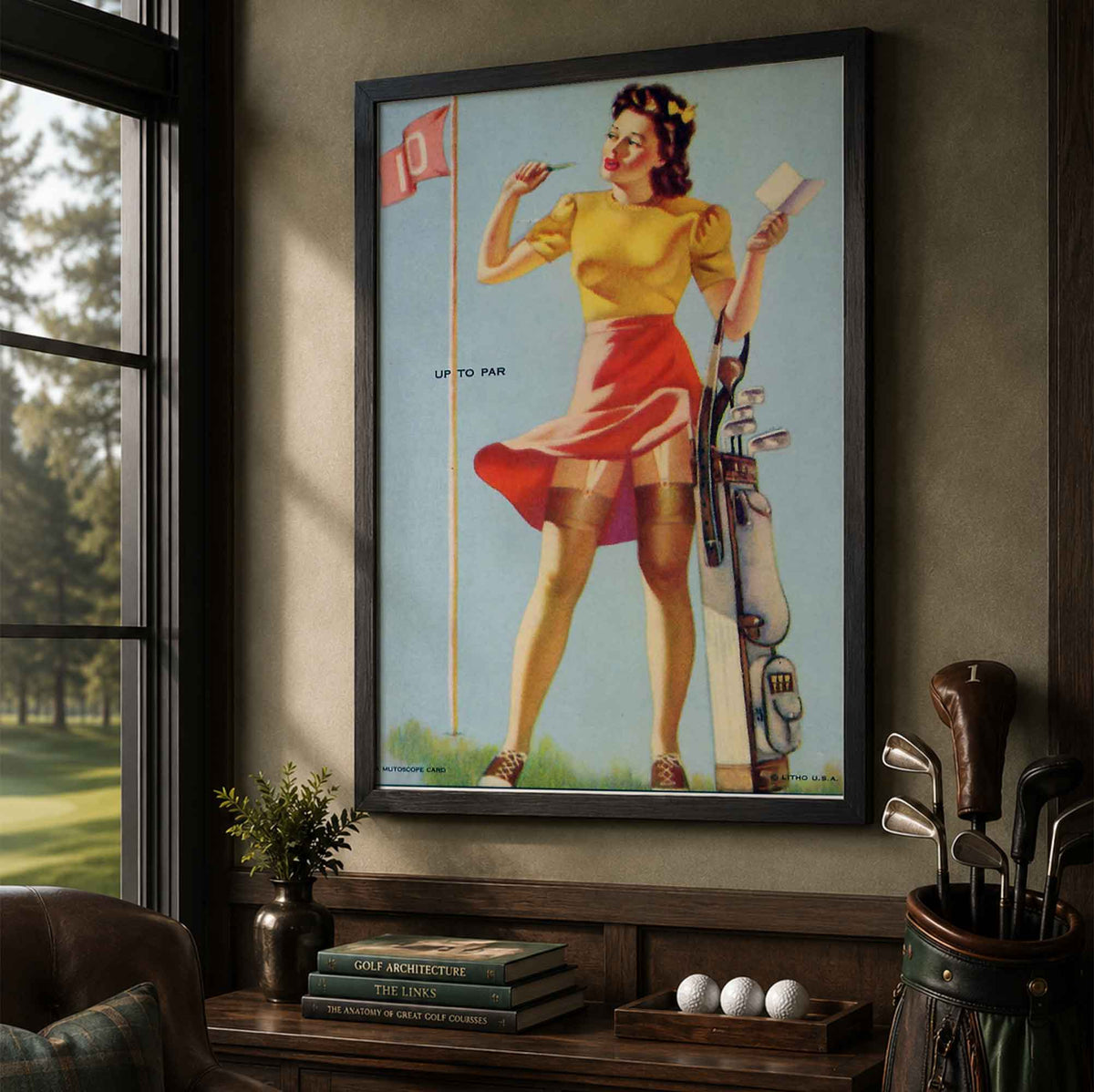 1940s Mutoscope Style Sexy Golfing Girl Vintage Golf Poster | Retro Golf Wall Art Decor