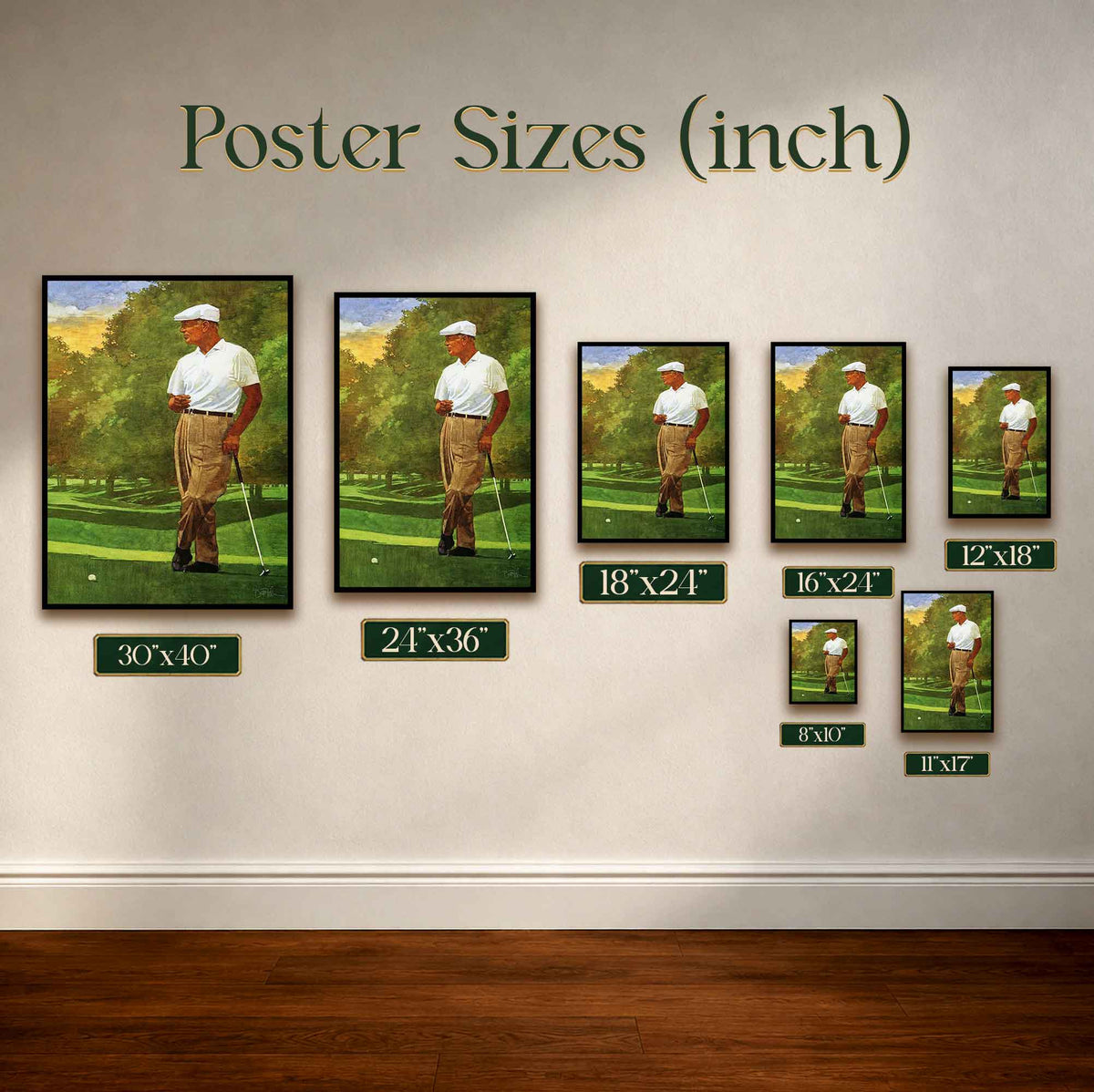 Retro Ben Hogan Painting Vintage Golf Poster | Retro Golf Wall Art Decor