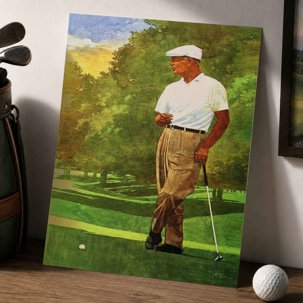 Retro Ben Hogan Painting Vintage Golf Poster | Retro Golf Wall Art Decor