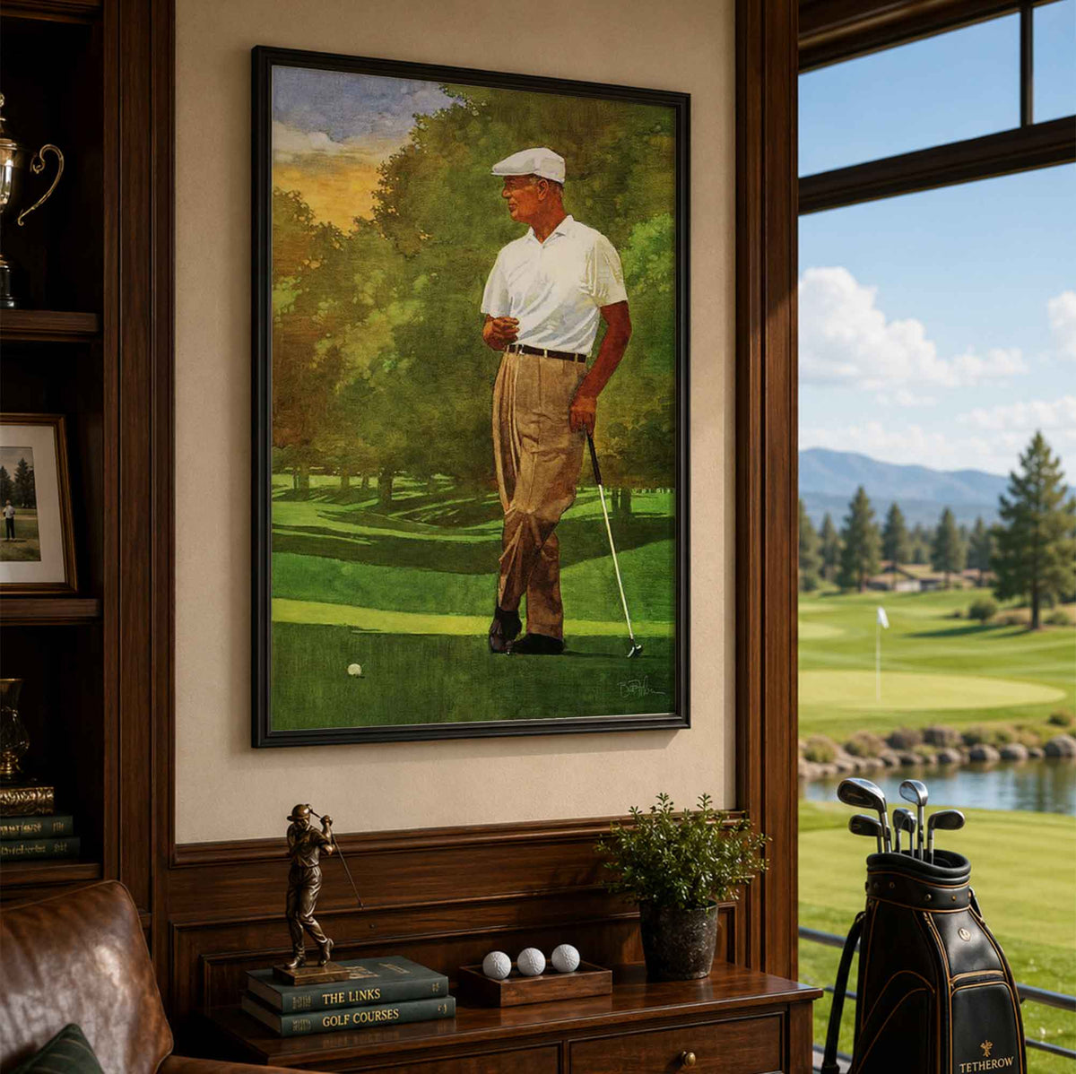 Retro Ben Hogan Painting Vintage Golf Poster | Retro Golf Wall Art Decor