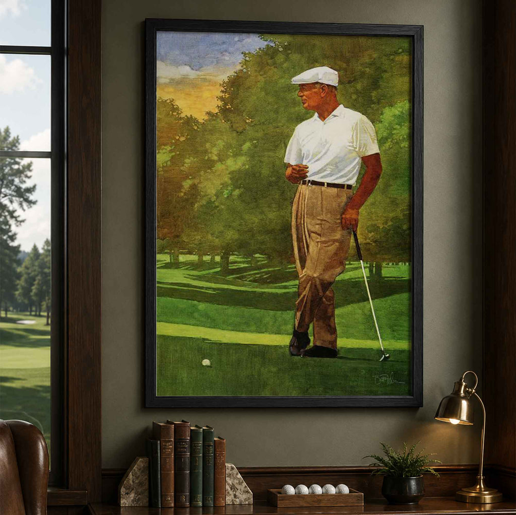 Retro Ben Hogan Painting Vintage Golf Poster | Retro Golf Wall Art Decor